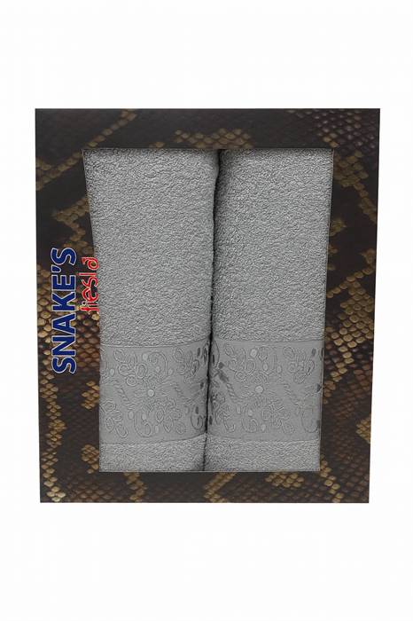 Набор махровых полотенец 50х90 см. 1 шт. 70х140 см. 1 шт. арт. НМП06 цв. серый НМП02 - фото 106147