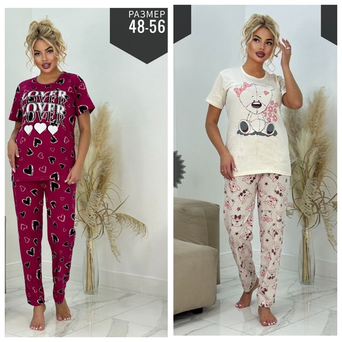 Комплект жен. кор.рукав+брюки. разм.52 98078 - фото 120044