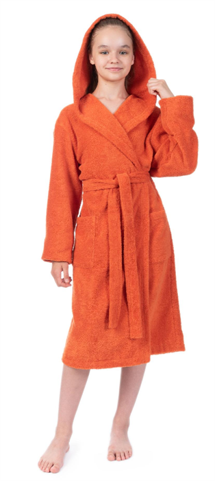 ХЦ-901-2757-128 Халат махровый детский 185*124 мд.220 р.32  в упак цв. 16-1450 ХЦ-901-2757-128-1 - фото 103791