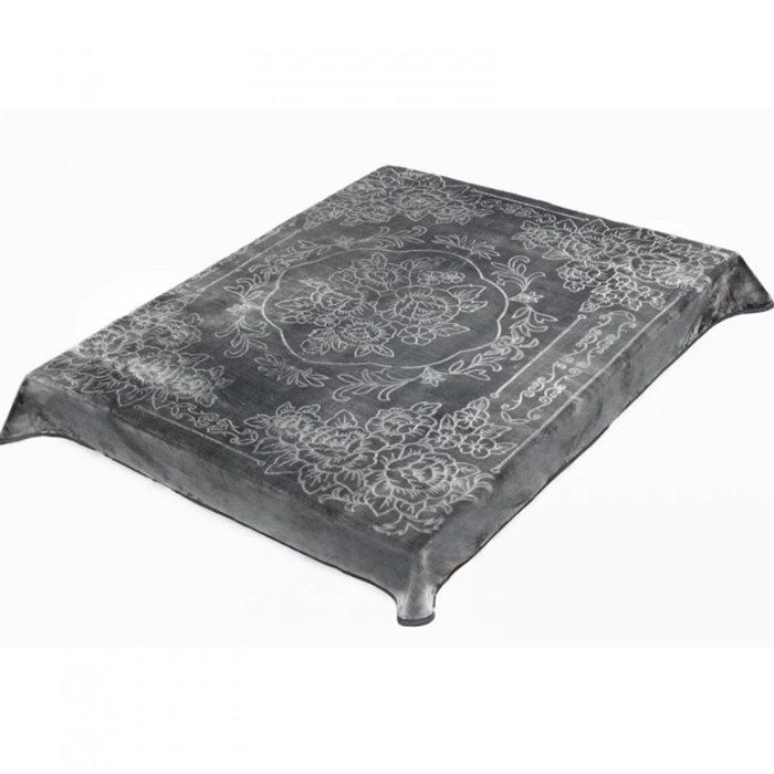 Плед акриловый выбитый лепка 200х240 см. Цветы серый 107-27-1 - фото 103805