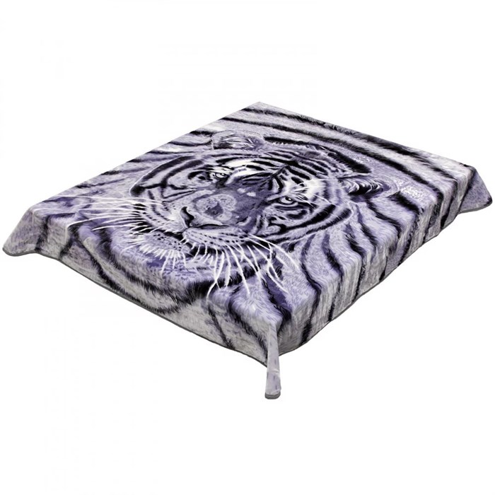 Плед акриловый гладкий 200х240 см. Морда тигра серая 047-2-2 - фото 104732