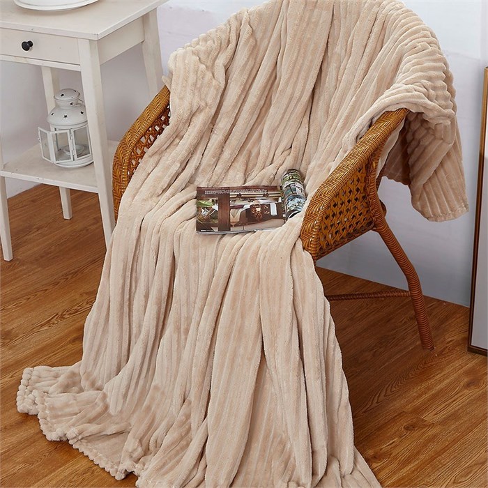 Плед Эльза велсофт полоса 150х200 см. бежевый 85934 - фото 104786