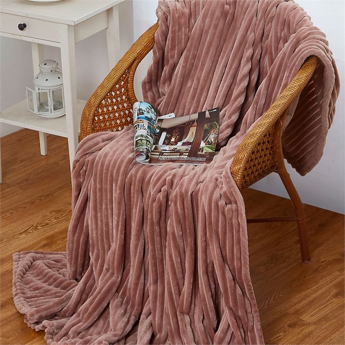 Плед Эльза велсофт полоса 150х200 см. капучино 85935 - фото 104787