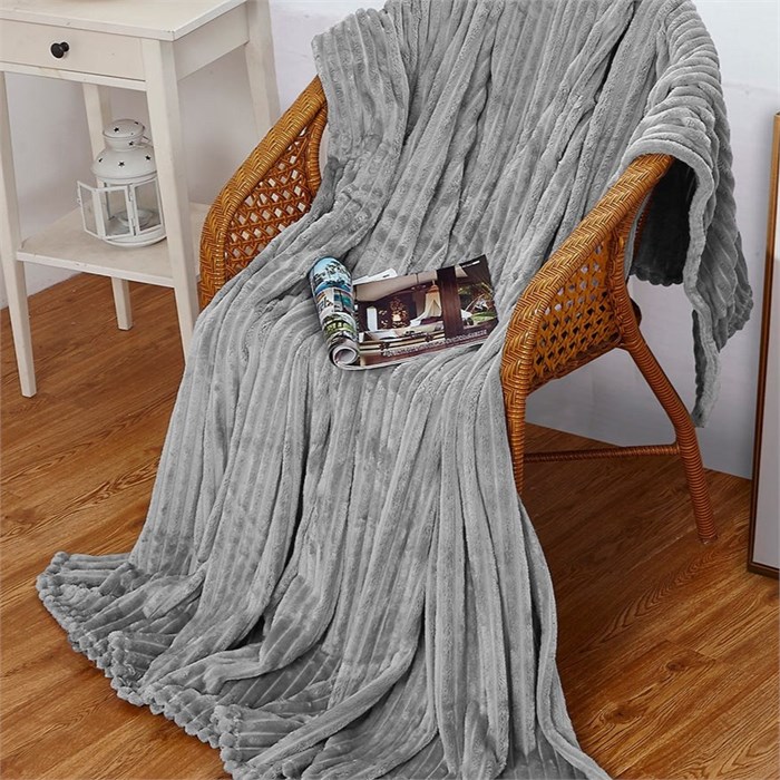 Плед Эльза велсофт полоса 150х200 см. серый 85938 - фото 104790