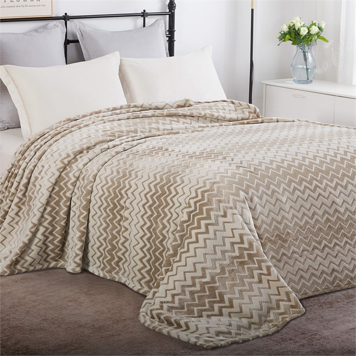 Плед "Любава" с лентой 220*200 см 003-VLN (зигзаг бежевый) Любава 220*200-5 - фото 105069