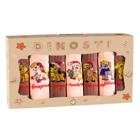 Набор полотенец вафельных 33х60 см. 7 шт. НМ-101 Новогоднее настроение НМ-101 - фото 105150