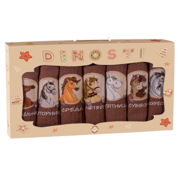 Набор полотенец вафельных 33х60 см. 7 шт. НМ-102 Табун лошадей НМ-102 - фото 105151