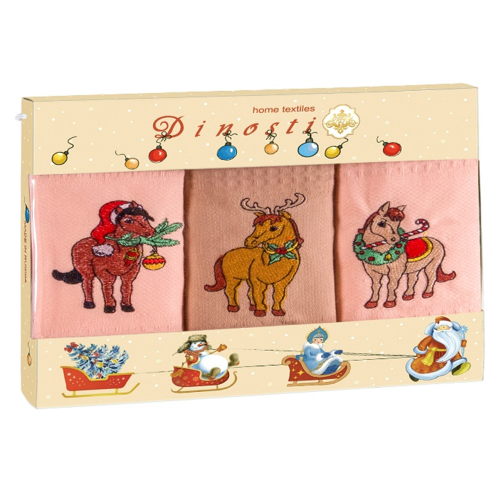 Набор полотенец вафельных 50х60 см. 3 шт. Т-101 Новогодние забавы Т-101 - фото 105154