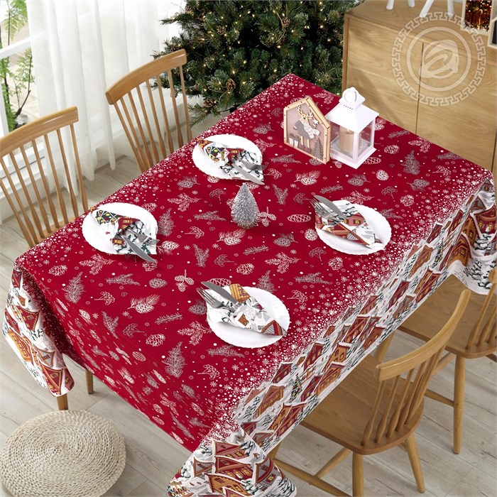 Набор Арт Дизайн рогожка скатерть 145х180 см. 1 шт. салфетки 35х35 см. 6 шт. Новогодняя ночь 86351 - фото 105235