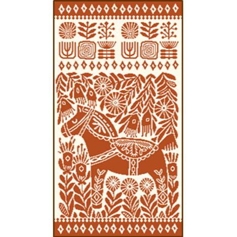 Полотенце махровое 30х60 см. 420 гр. арт. С79-ЮА рис. 7938 Расписной пони вид опал/рыжий С79-ЮА-10 - фото 105348