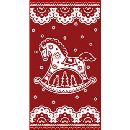 Полотенце махровое 30х60 см. 420 гр. арт. С79-ЮА рис. 7934 Лошадка-2 вид отбелка/темно-красный С79-ЮА-12 - фото 105350