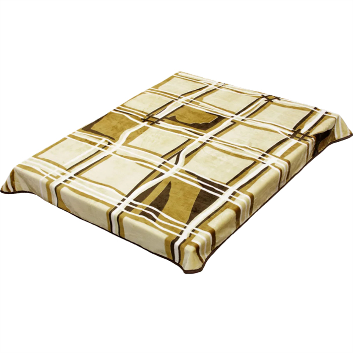 Плед акриловый гладкий 200х240 см. Клетка коричневая 020-3 - фото 105511