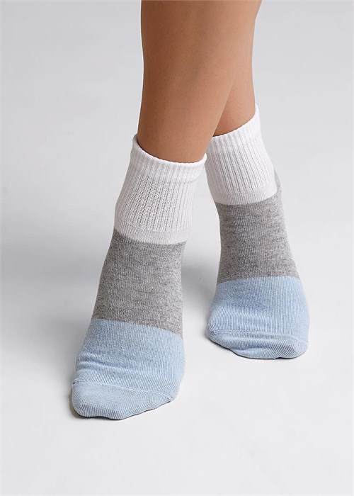 ЭЙС Носки жен.Д152 укор хл+эл (23-св.голубой/меланж серый) 86786 - фото 105798
