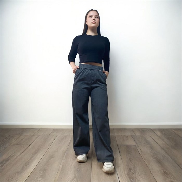 Брюки женские палаццо на резинке р-р. 36 арт. 6-3751-1 цв. синий 6-3751-1-3 - фото 105820