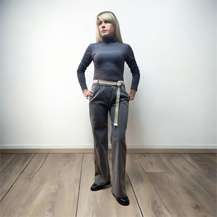 Брюки женские прямые на резинке р-р. 31 арт. 9-7261-3 цв. серый 9-7261-3-4 - фото 105831