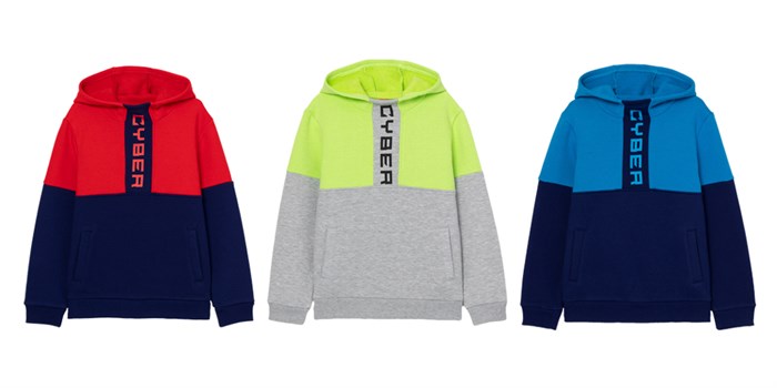 CWJB 62920-26-294 Джемпер модель "худи" для мальчика (Красный-Т.синий (140)-72) 501066 - фото 115771