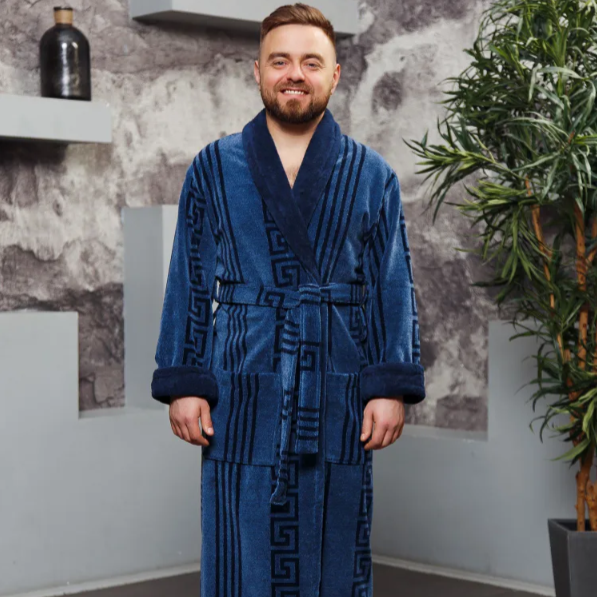 Халат махровый мужской с воротником "Мелек" 6XL, арт. М04 ХЦ-6XL-М04 - фото 98571