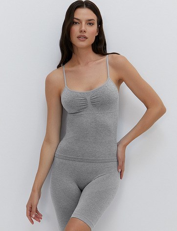Майка "Топ" OmD 1211S Melange ( L/XL-Grigio Chiaro Melange) на тонких бретелях с вклад. Oms 81616 - фото 98866