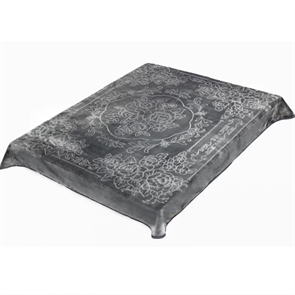 Плед акриловый выбитый лепка 200х240 см. Цветы серый 107-27-1