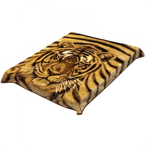 Плед акриловый гладкий 200х240 см. Морда тигра 047-3