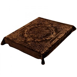 Плед акриловый выбитый лепка 160х220 см. Цветы коричневый 107-6-1