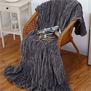 Плед Эльза велсофт полоса 180х200 см. графитовый 85942