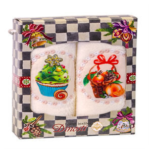 Набор полотенец из микрофибры 33х60 см. 2 шт. ДМФ-108 Новогоднее лакомство ДМФ-108
