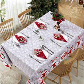 Набор Арт Дизайн рогожка скатерть 145х220 см. 1 шт. салфетки 35х35 см. 6 шт. Снеговики 86380