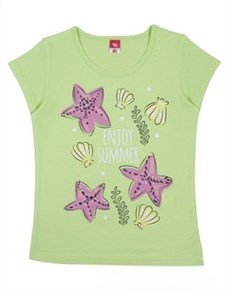 CAK 61906 Футболка для девочки салатовый (110)-60 ВГ 366334