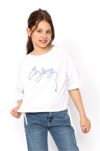 CSJG 63783-20-400 Футболка для девочки (Белый (140)-72) 595888