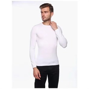 UOMO T-Shirt Girocollo ML (L/XL-bianco) длин.рукав 40689