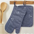 Набор кухонный 2 предм Василиса (рукавица 18х30+прихватка 18х23) гл/кр Синий с силиконом 71098 - фото 82302